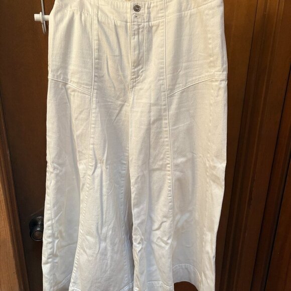 Pilcro Cropped Wide Leg White Denim Size 29 $150 Retail - Picture 1 of 3